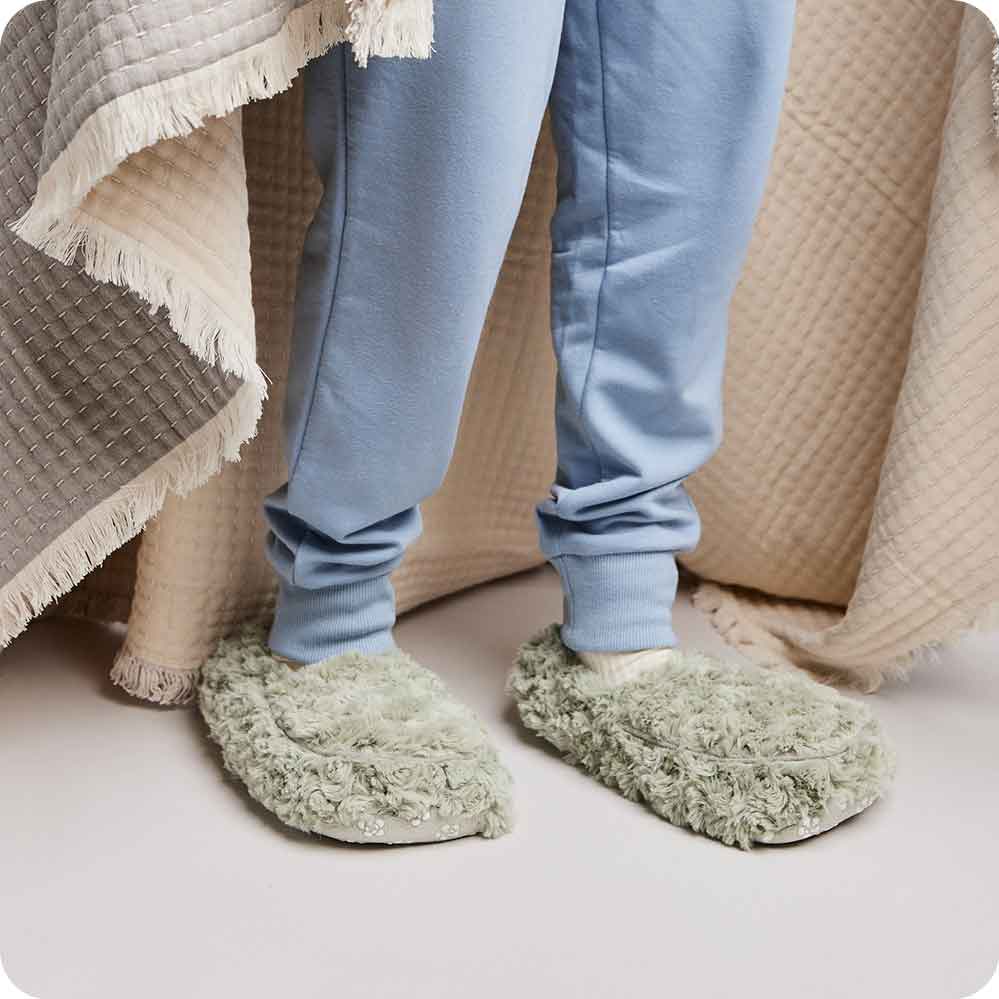 Curly Sage Green Slippers Warmies® - Daily Scent